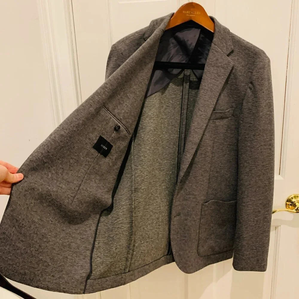 J. Crew Slim-fit knit suit jacket in wool-cotton blend Size Large